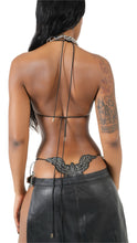 Load image into Gallery viewer, BUTTERFLY BIKINI SET (BLACK LEATHER)
