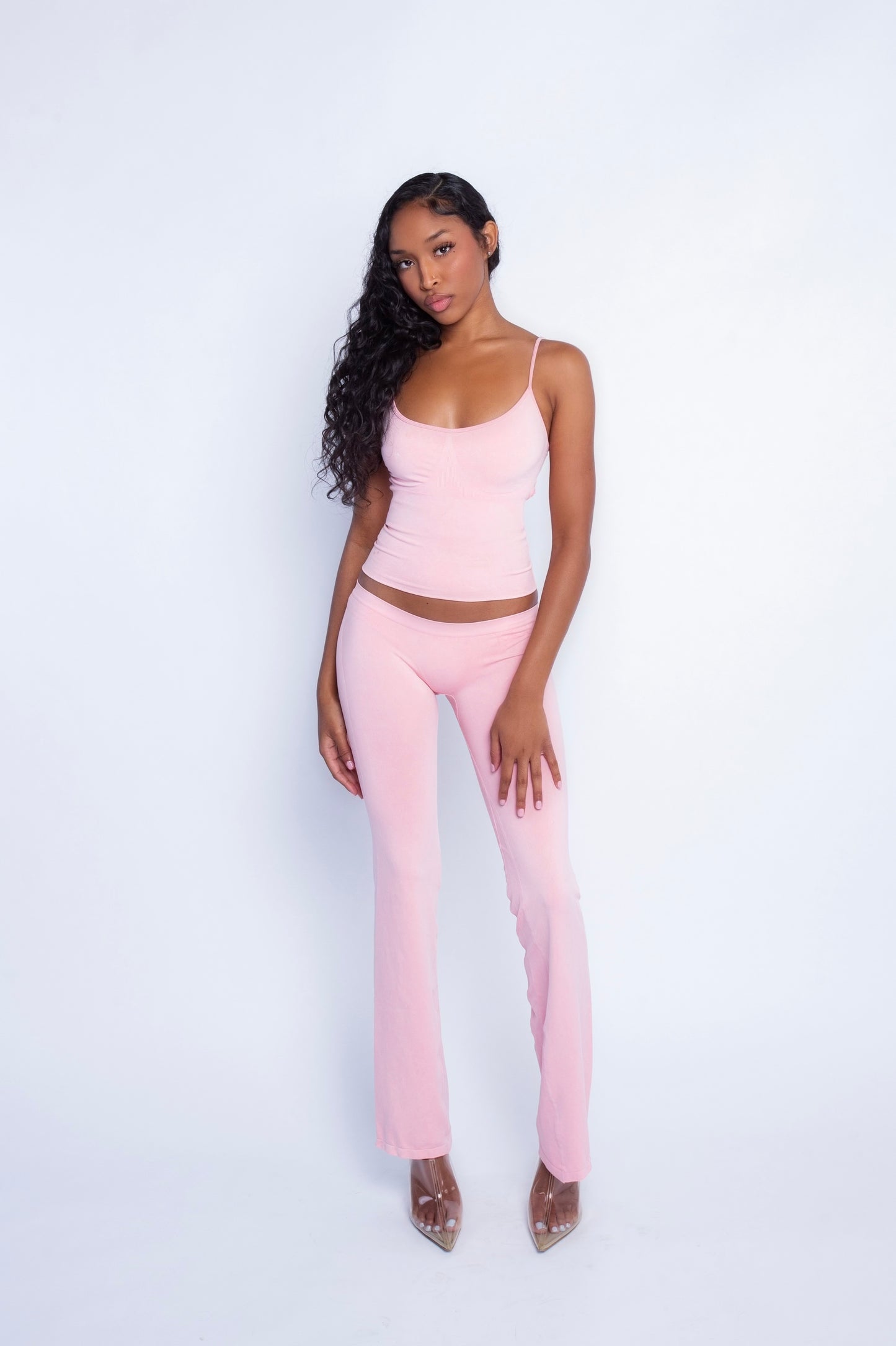 Seamless LowRise Flares (Pink) – MATTE