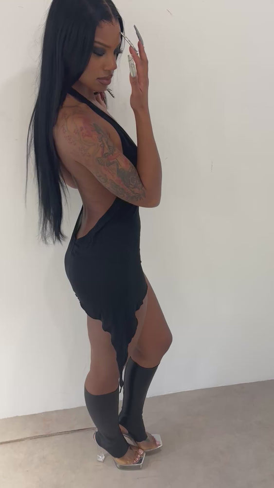 
                  
                    Load and play video in Gallery viewer, Asymmetric Dress (Black)
                  
                